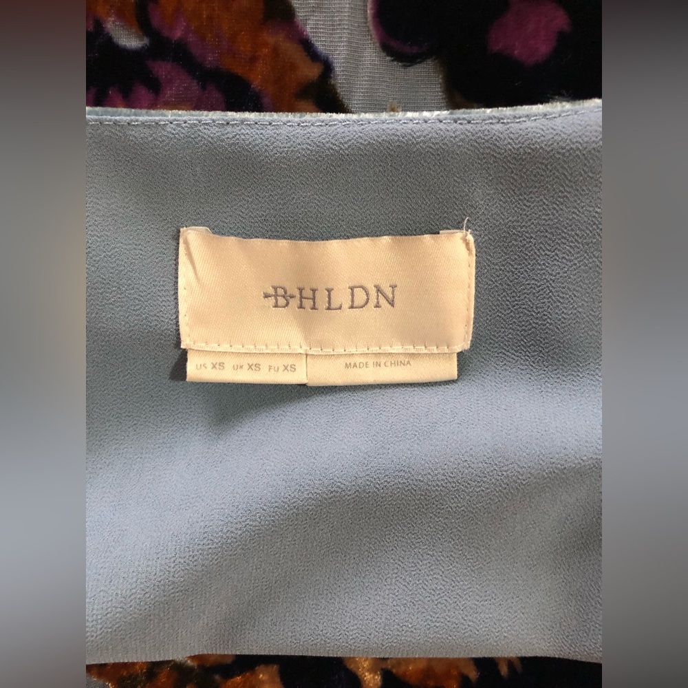 Anthropologie BHLDN Carlson Burnout Velvet Dress Blue size XS - Picture 13 of 16